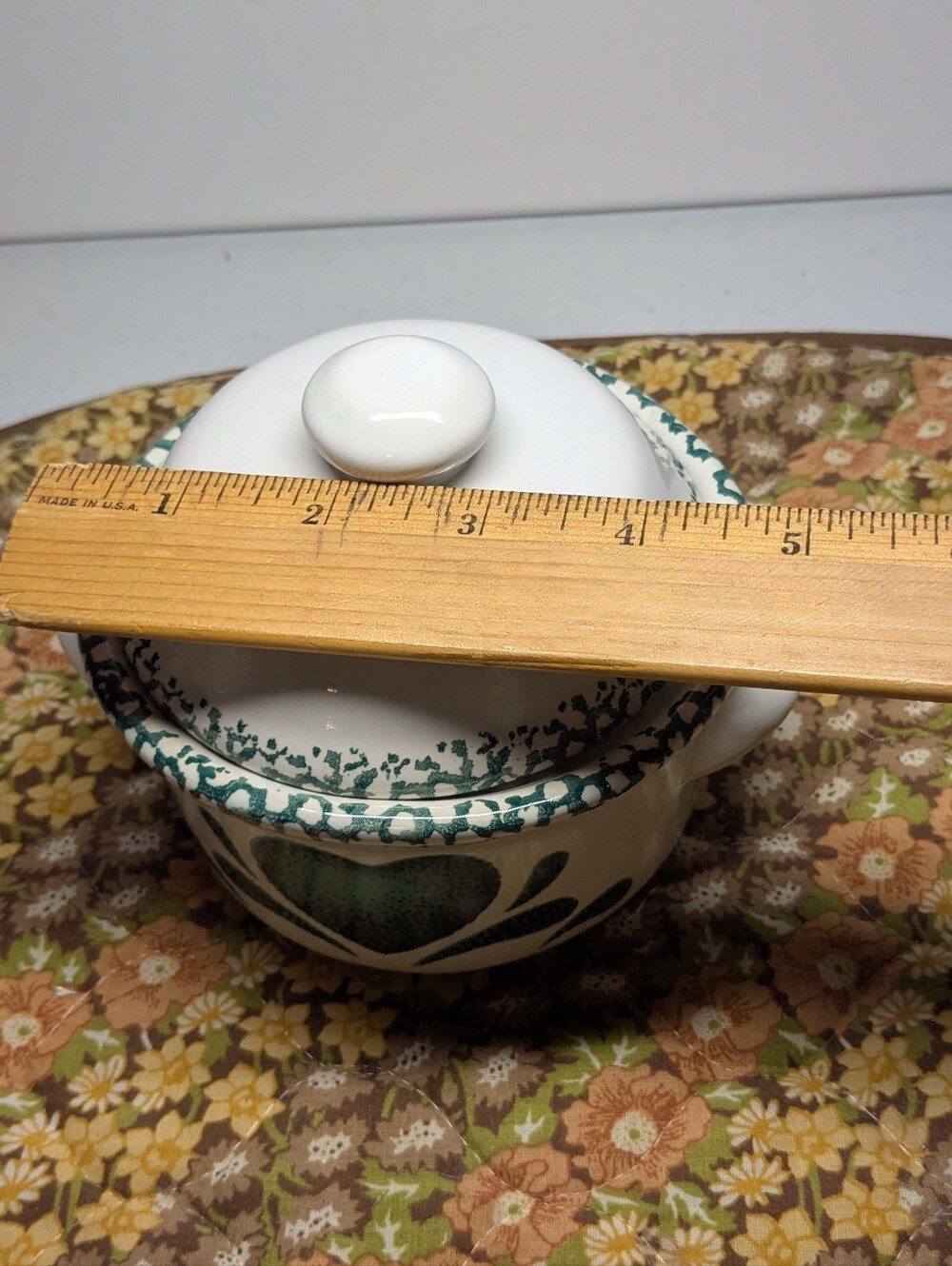 Country Green Heart Design Ceramic Individual Casserole Dish 5" Diameter - Picture 4 of 13